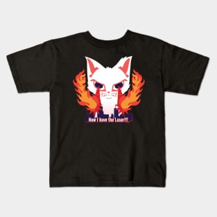 Cat with laser eyes burning down the city Kids T-Shirt